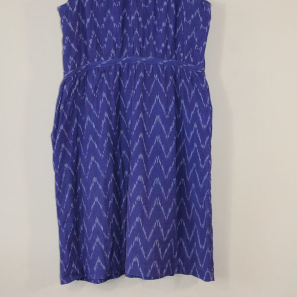 Gap A-line Triangle Cut Out Neckline Dress - Size Large, Majorca Blue, Side Zip - Picture 4 of 15